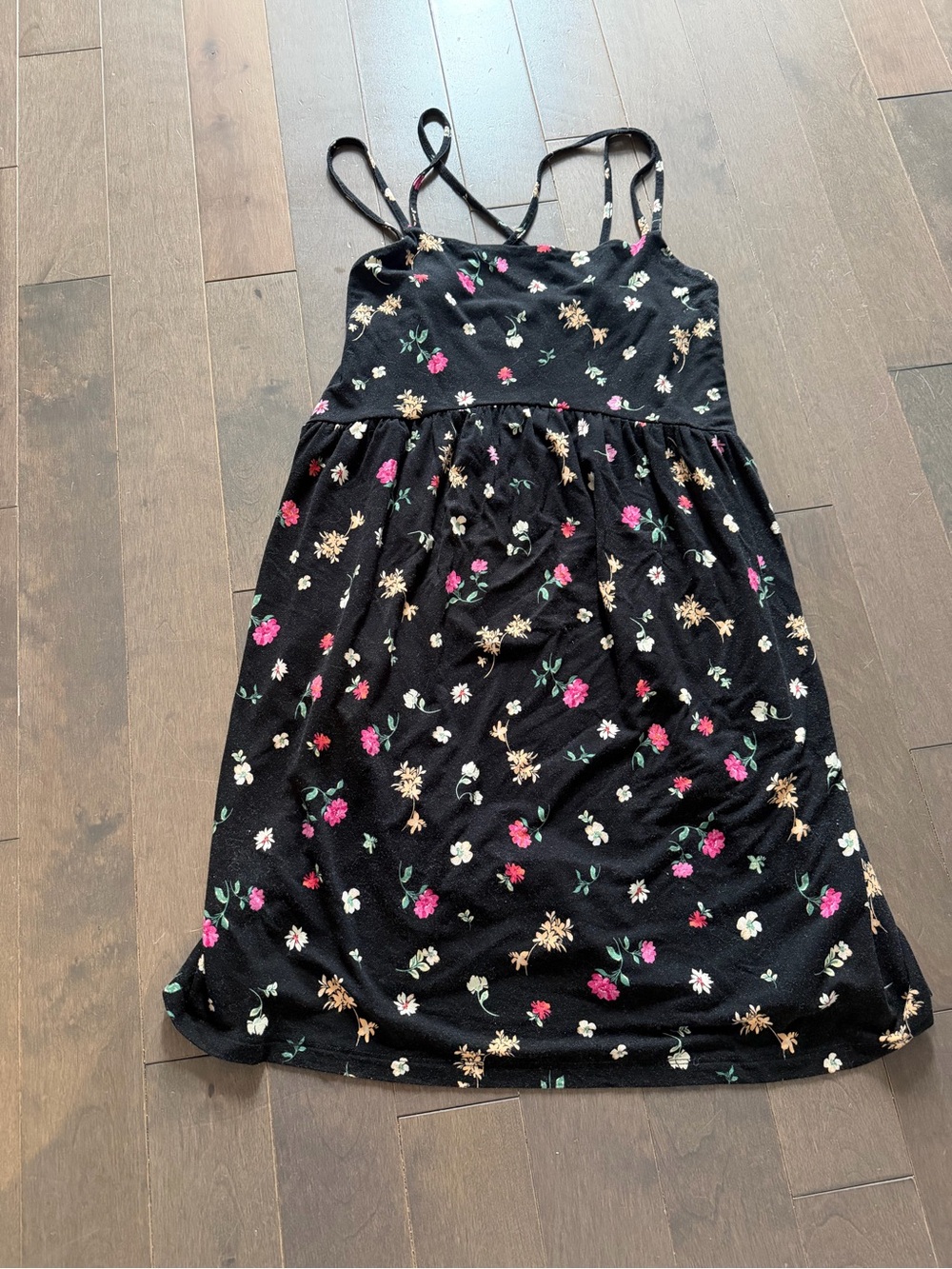 Women’s Black Floral Sundress with Spaghetti Straps